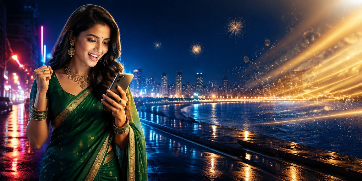 Indian woman enjoying mobile casino experience